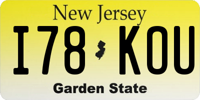 NJ license plate I78KOU
