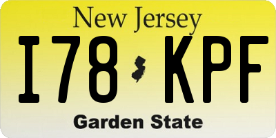 NJ license plate I78KPF