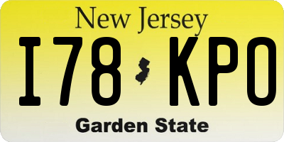 NJ license plate I78KPO