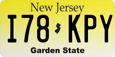 NJ license plate I78KPY