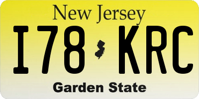 NJ license plate I78KRC