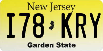 NJ license plate I78KRY
