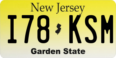 NJ license plate I78KSM