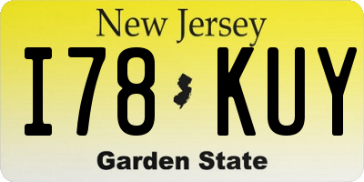 NJ license plate I78KUY