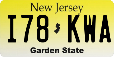 NJ license plate I78KWA