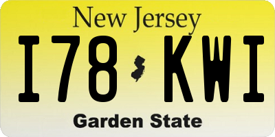 NJ license plate I78KWI