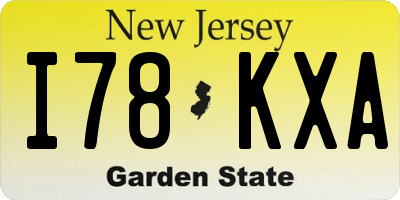 NJ license plate I78KXA