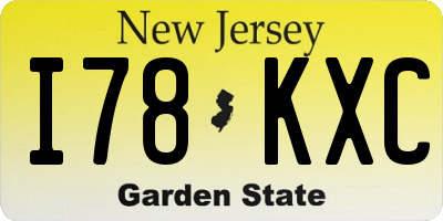 NJ license plate I78KXC