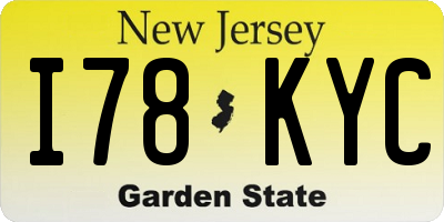 NJ license plate I78KYC