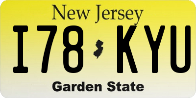NJ license plate I78KYU