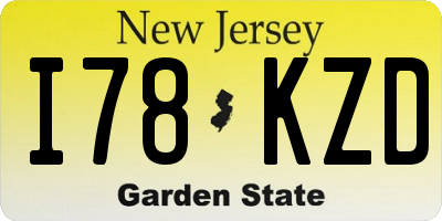 NJ license plate I78KZD