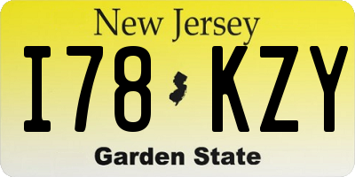 NJ license plate I78KZY