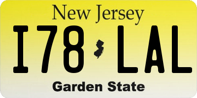 NJ license plate I78LAL