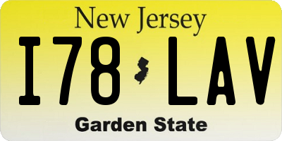 NJ license plate I78LAV