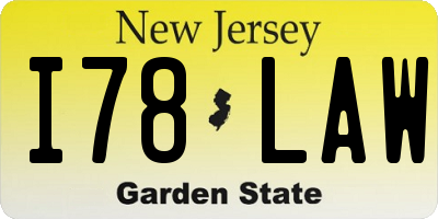NJ license plate I78LAW