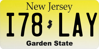 NJ license plate I78LAY