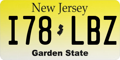 NJ license plate I78LBZ