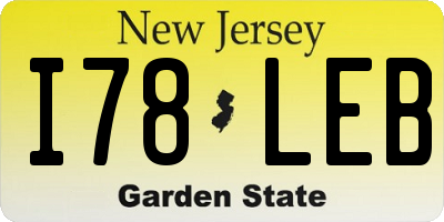 NJ license plate I78LEB