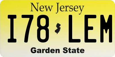 NJ license plate I78LEM