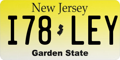 NJ license plate I78LEY