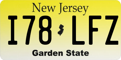 NJ license plate I78LFZ