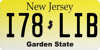 NJ license plate I78LIB