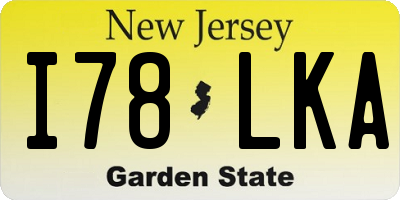 NJ license plate I78LKA