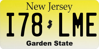 NJ license plate I78LME