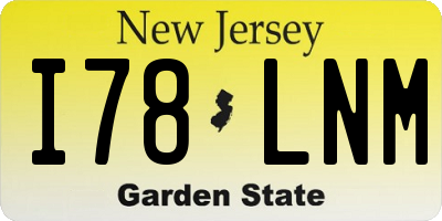 NJ license plate I78LNM