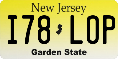 NJ license plate I78LOP