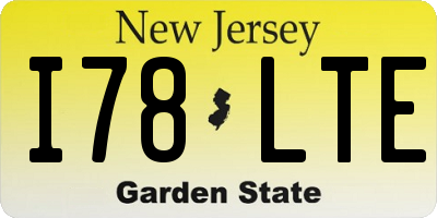 NJ license plate I78LTE