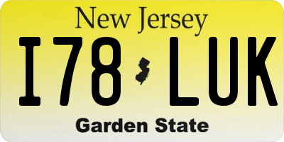 NJ license plate I78LUK