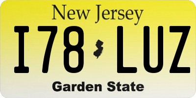 NJ license plate I78LUZ