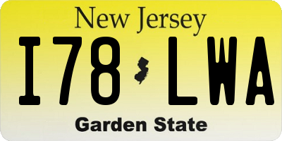 NJ license plate I78LWA