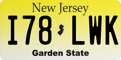 NJ license plate I78LWK