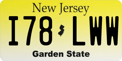 NJ license plate I78LWW
