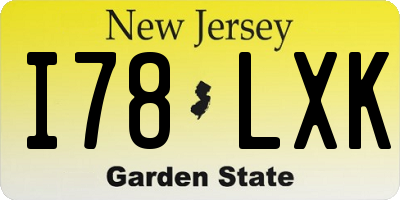 NJ license plate I78LXK