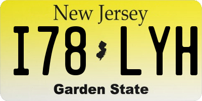NJ license plate I78LYH