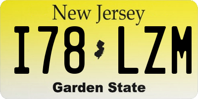 NJ license plate I78LZM