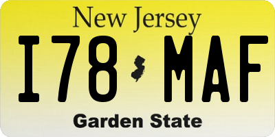 NJ license plate I78MAF