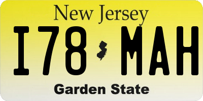 NJ license plate I78MAH