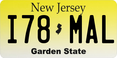 NJ license plate I78MAL