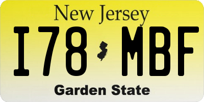 NJ license plate I78MBF
