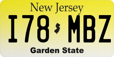 NJ license plate I78MBZ