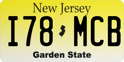 NJ license plate I78MCB