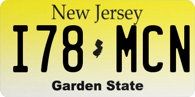 NJ license plate I78MCN