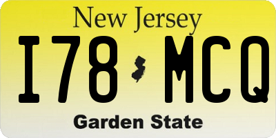 NJ license plate I78MCQ