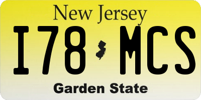 NJ license plate I78MCS