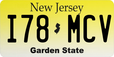 NJ license plate I78MCV