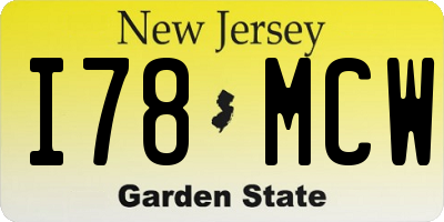 NJ license plate I78MCW